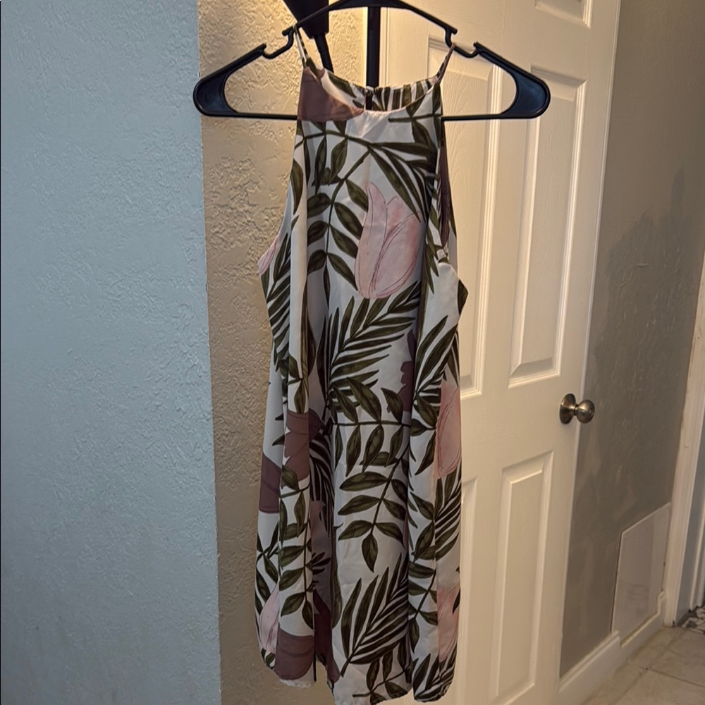 Billabong Tropical Leaf Midi Dress - Pink and Green